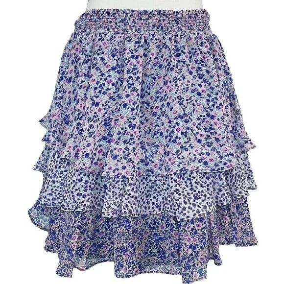 Joie Tiered Floral Silk Skirt Cottagecore Feminine - Picture 7 of 7